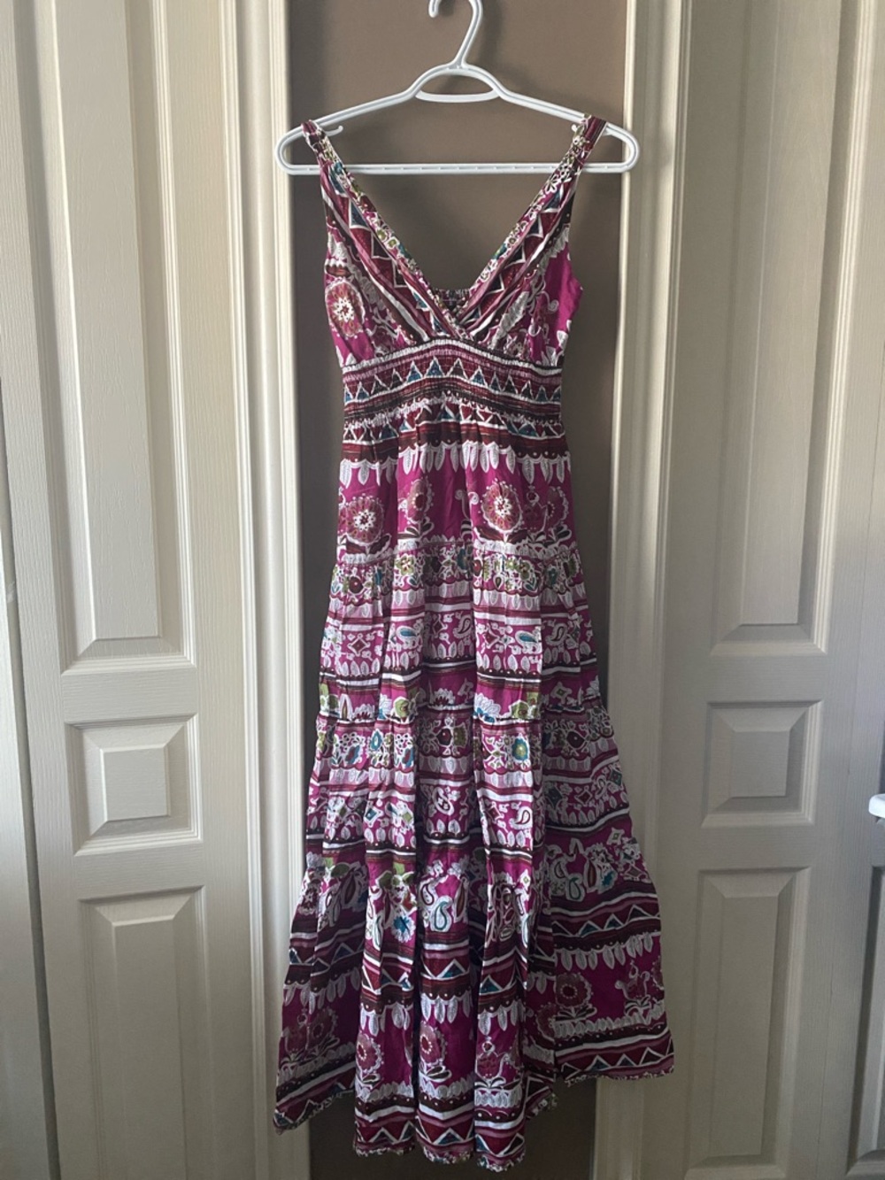 QED London Magenta Printed Boho Maxi Dress